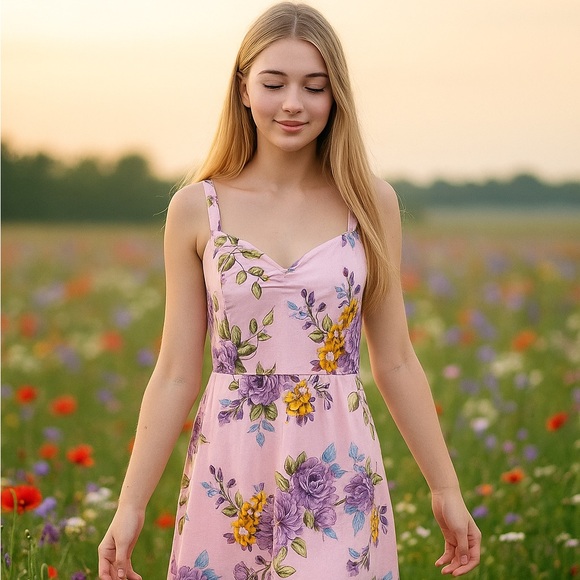 Forever 21 Women’s Pink Floral Sundress Size 2X - Picture 1 of 12